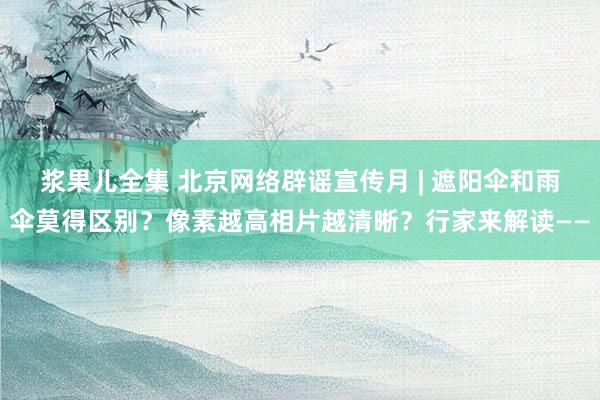 浆果儿全集 北京网络辟谣宣传月 | 遮阳伞和雨伞莫得区别？像素越高相片越清晰？行家来解读——